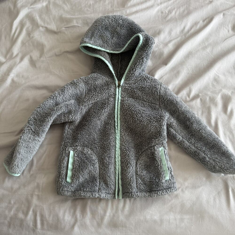 Old Navy Toddler 3T Warm Sherpa Hoodie Gray Comfort Full Zip Cozy Winter Wear